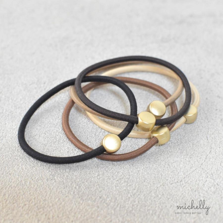 ヘアゴム 5本セット プレート シンプル 上品 きれいめ 小さい ナチュラル ミルクティーカラー ゴールド | ブランド登録なし | 04