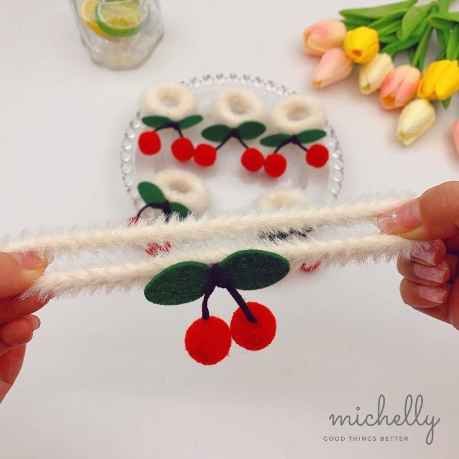 ヘアゴム さくらんぼ チェリー 2本セット キッズ 子ども 大人 髪ゴム  幼稚園 保育園 発表会 親子コーデ | ブランド登録なし | 03