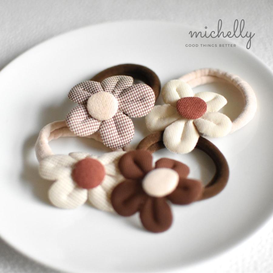 ヘアゴム フラワー リボン 4本セット キッズ 子ども おしゃれ 発表会 親子 姉妹コーデ 保存袋 ヘアアレンジ | ブランド登録なし | 08