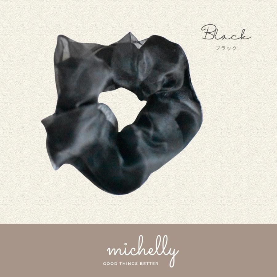 シュシュ チュール サテン ヘアゴム きれいめ 大人 かわいい 簡単 ヘアアレンジ まとめ髪 黒 ベージュ 白 | ブランド登録なし | 01