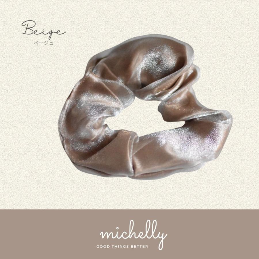 シュシュ チュール サテン ヘアゴム きれいめ 大人 かわいい 簡単 ヘアアレンジ まとめ髪 黒 ベージュ 白 | ブランド登録なし | 02