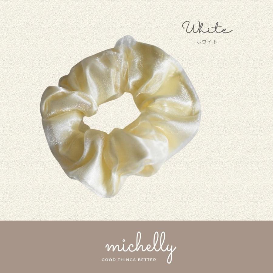 シュシュ チュール サテン ヘアゴム きれいめ 大人 かわいい 簡単 ヘアアレンジ まとめ髪 黒 ベージュ 白 | ブランド登録なし | 03