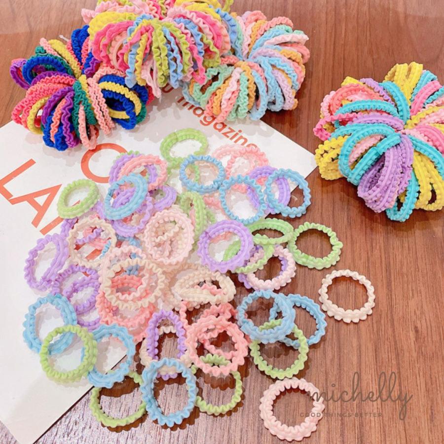 ヘアゴム フリル 50本セット カラフル ベビー キッズ 子ども 大人 ワンちゃん ヘアアレンジ  髪ゴム 姉妹 | ブランド登録なし | 06