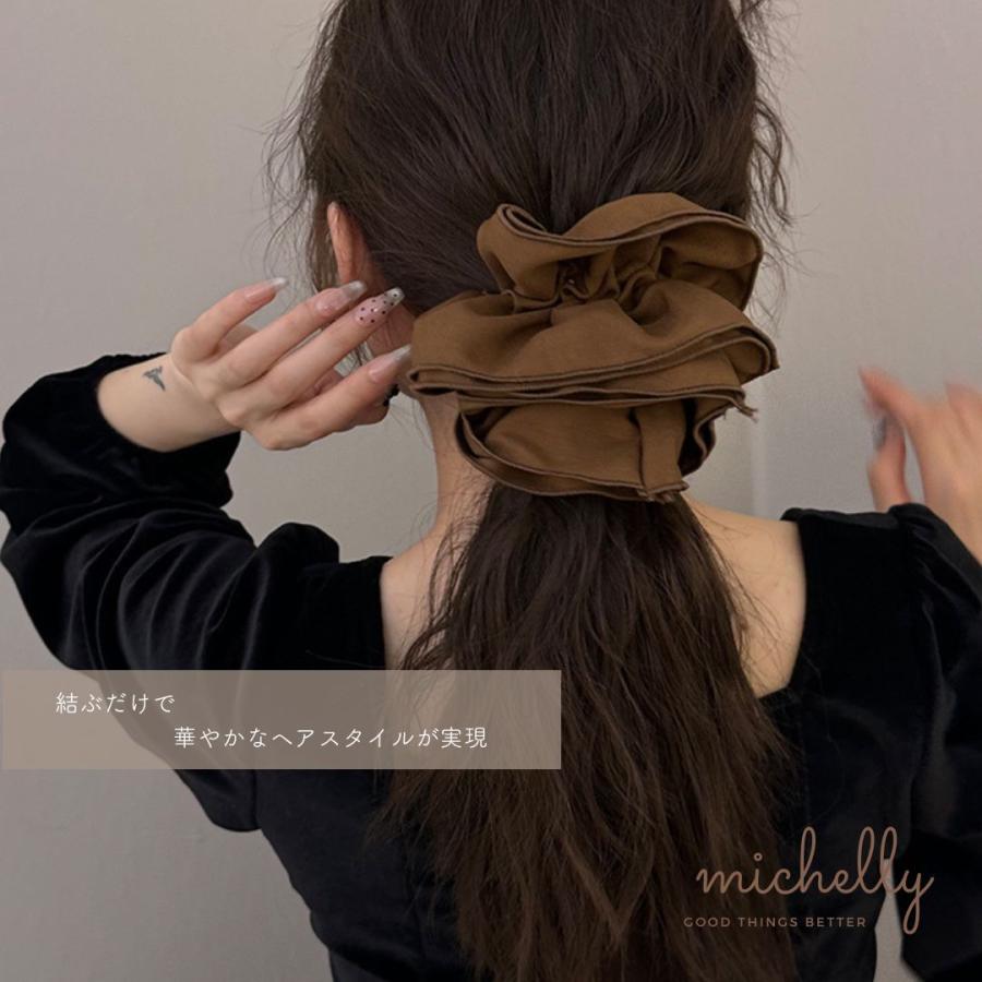 シュシュ 大きめ ビッグシュシュ 立体 フリル ヘアアレンジ まとめ髪 ヘアゴム 大人可愛い | ブランド登録なし | 06