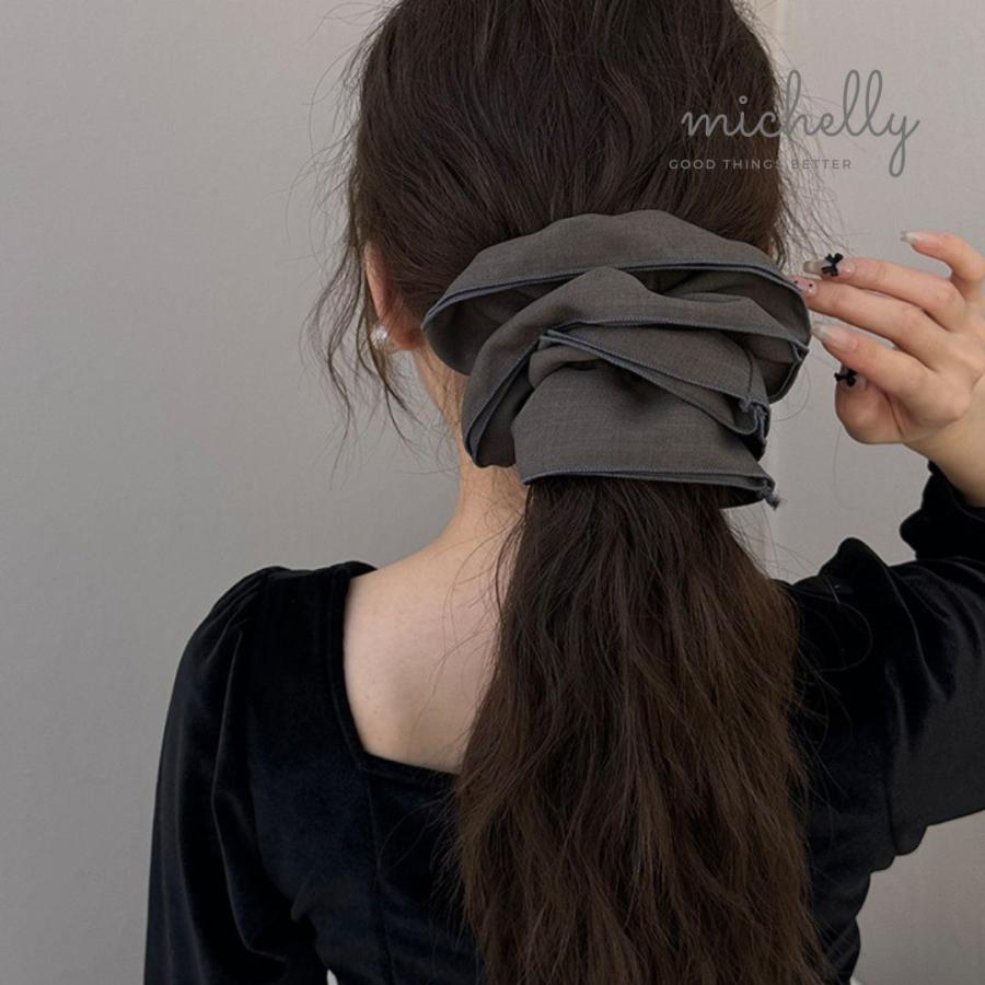 シュシュ 大きめ ビッグシュシュ 立体 フリル ヘアアレンジ まとめ髪 ヘアゴム 大人可愛い | ブランド登録なし | 08