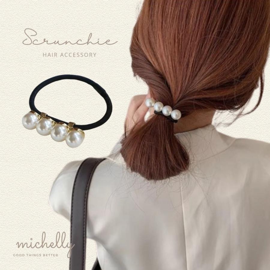 ヘアゴム パール 上品 ４粒 ライン 大人可愛い まとめ髪 きれいめ シンプル 髪ゴム ポイント | ブランド登録なし