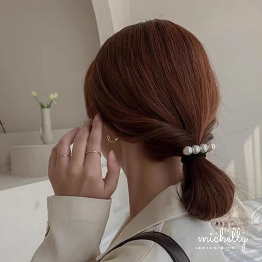 ヘアゴム パール 上品 ４粒 ライン 大人可愛い まとめ髪 きれいめ シンプル 髪ゴム ポイント | ブランド登録なし | 02