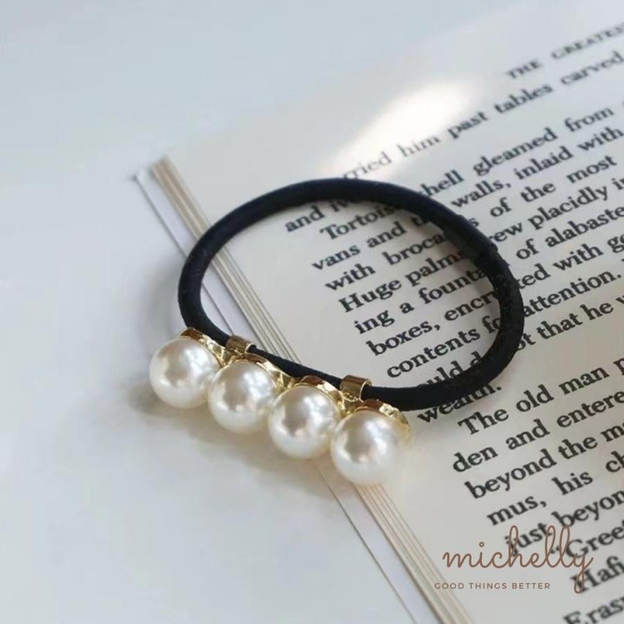 ヘアゴム パール 上品 ４粒 ライン 大人可愛い まとめ髪 きれいめ シンプル 髪ゴム ポイント | ブランド登録なし | 04