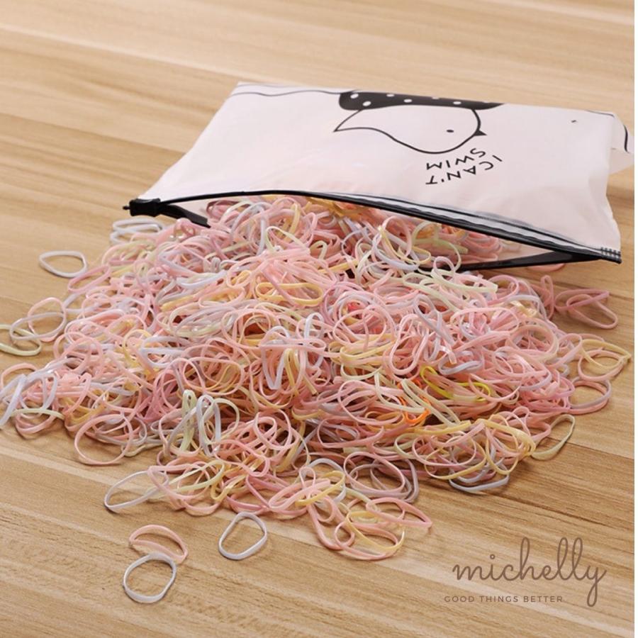 ヘアゴム シリコンゴム 480本 大容量 セット パステル クリア ドット ブラック 業務用 使い捨て キッズ 大人 カッター | ブランド登録なし | 01