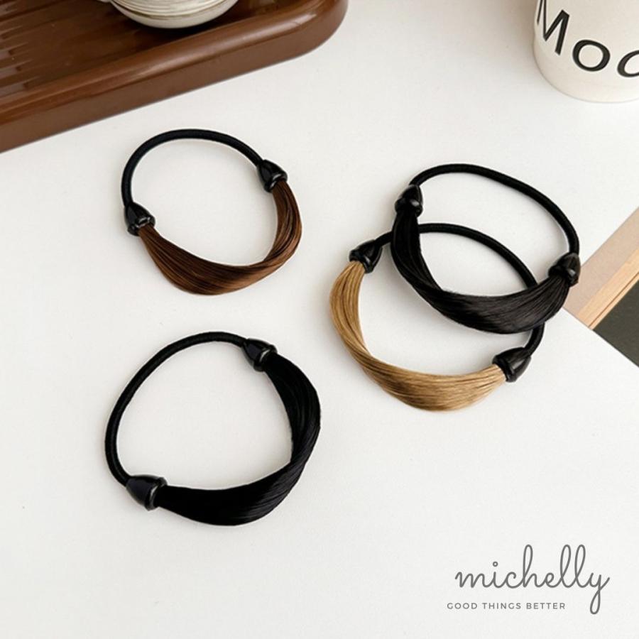 ヘアゴム 髪ゴム ヘアライク 髪の毛風 フェイクヘア 毛束ゴム 見せゴム ブラウン 大人 おしゃれ シンプル | ブランド登録なし | 08