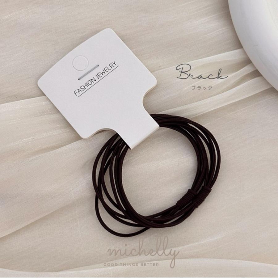 ヘアゴム 2本セット 細め シンプル 大人 おしゃれ 黒 茶 ベージュ ブラウン まとめ髪 通勤 通学 ナチュラル | ブランド登録なし | 01