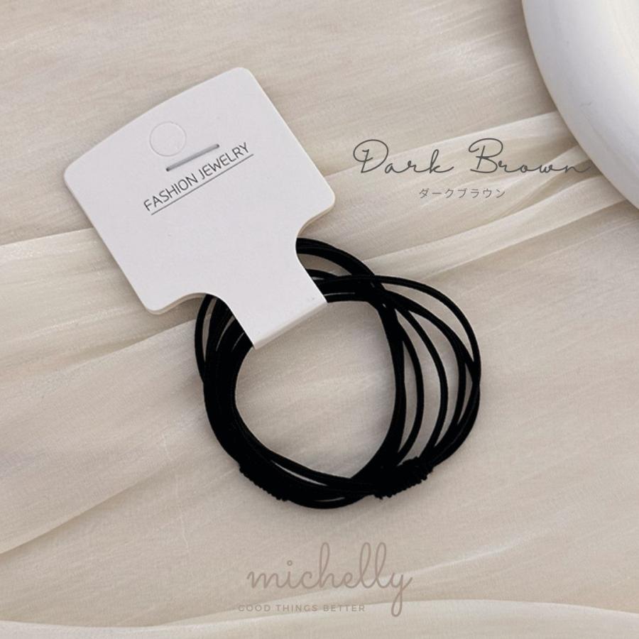 ヘアゴム 2本セット 細め シンプル 大人 おしゃれ 黒 茶 ベージュ ブラウン まとめ髪 通勤 通学 ナチュラル | ブランド登録なし | 02
