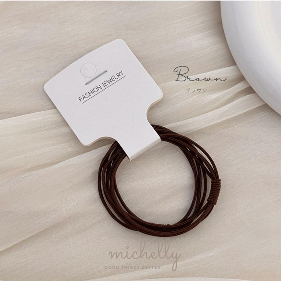 ヘアゴム 2本セット 細め シンプル 大人 おしゃれ 黒 茶 ベージュ ブラウン まとめ髪 通勤 通学 ナチュラル | ブランド登録なし | 03