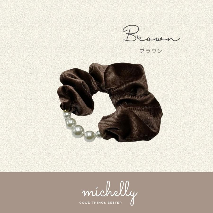 シュシュ ベロア パール ヘアゴム 黒 ブラック レッド ブラウン 大人 上品 オフィス まとめ髪 きれいめ | ブランド登録なし | 02