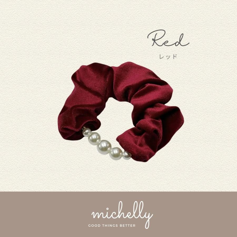 シュシュ ベロア パール ヘアゴム 黒 ブラック レッド ブラウン 大人 上品 オフィス まとめ髪 きれいめ | ブランド登録なし | 03