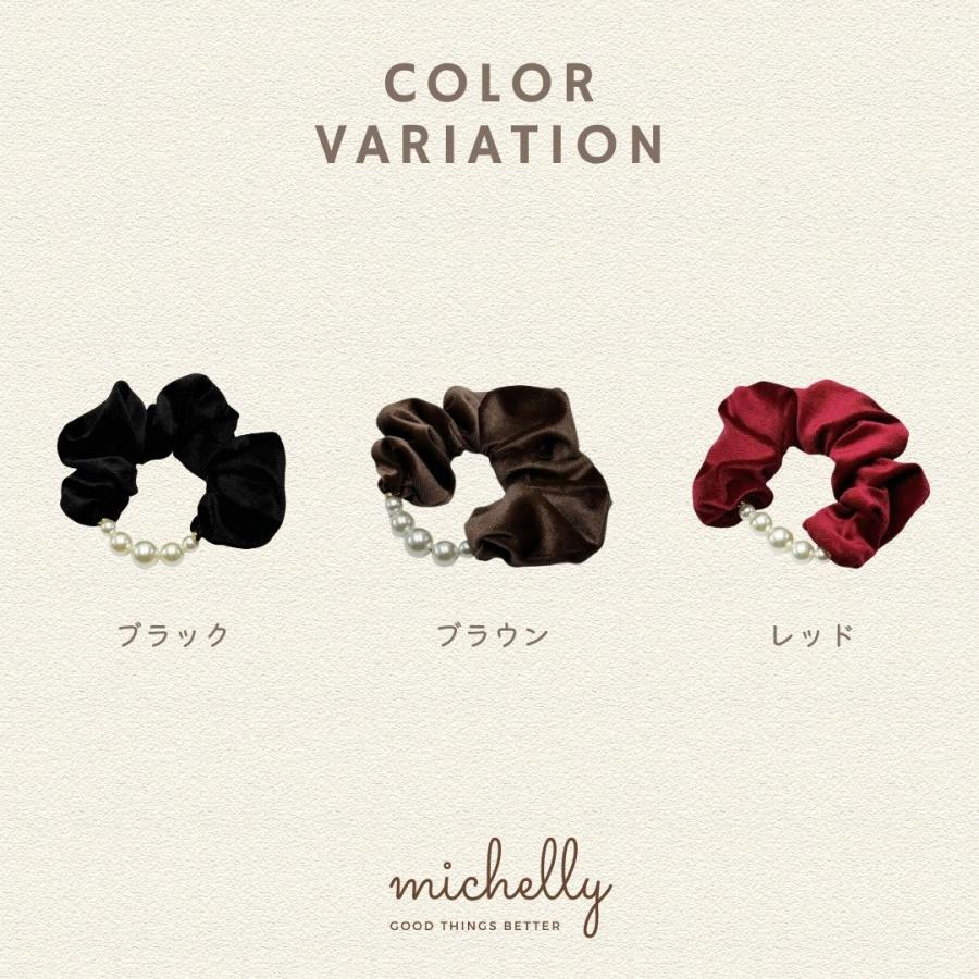 シュシュ ベロア パール ヘアゴム 黒 ブラック レッド ブラウン 大人 上品 オフィス まとめ髪 きれいめ | ブランド登録なし | 05
