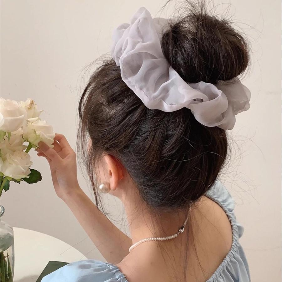 シュシュ 大きめ シフォン 約15cm ボリューム ヘアゴム 大人 上品 ふんわり きれいめ |  | 12