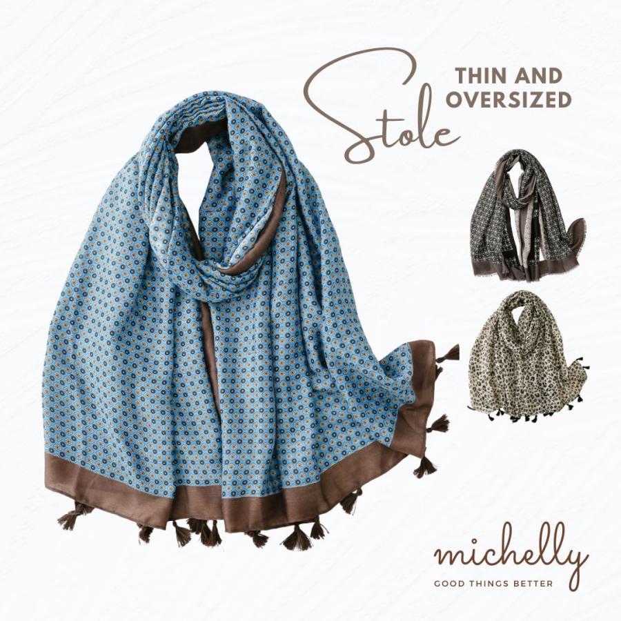 ストール 大判 薄手 レディース マフラー ショール 幾何学模様 レオパード 春 秋冬 きれいめ 黒 | ブランド登録なし