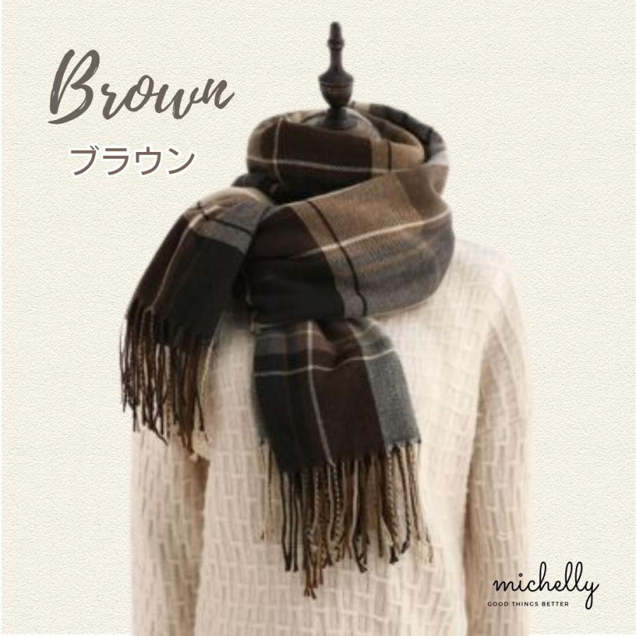 ストール 大判 マフラー チェック柄 秋冬 薄手 軽い オレンジ ブルー 通勤 通学 オフィス ひざ掛け 定番 | ブランド登録なし | 04