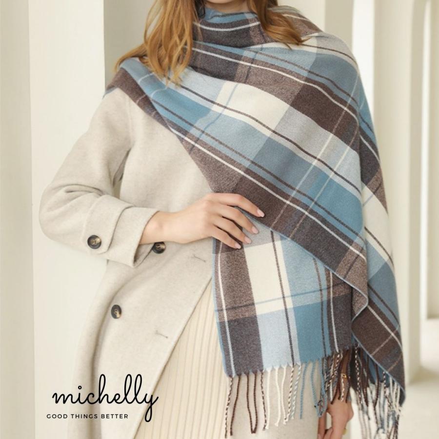 ストール 大判 マフラー チェック柄 秋冬 薄手 軽い オレンジ ブルー 通勤 通学 オフィス ひざ掛け 定番 | ブランド登録なし | 08