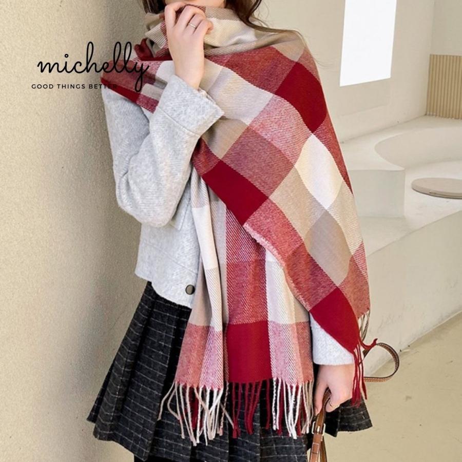 ストール ふんわり やわらか 大判 軽い 薄手 肌触り チェック フリンジ 膝掛け マフラー あったか おうち オフィス 通勤 通学 | ブランド登録なし | 10