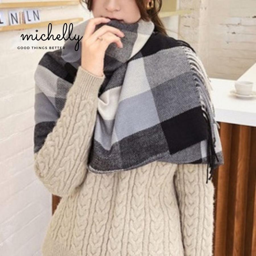 ストール ふんわり やわらか 大判 軽い 薄手 肌触り チェック フリンジ 膝掛け マフラー あったか おうち オフィス 通勤 通学 | ブランド登録なし | 11