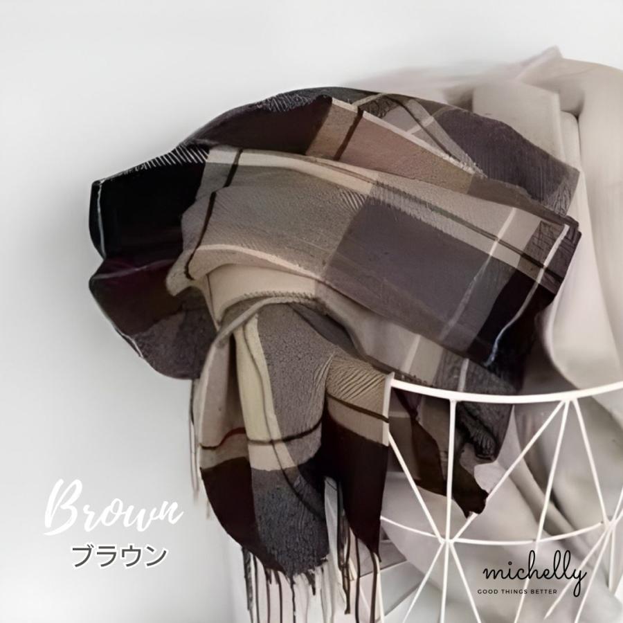 ストール 薄手 大判 チェック 春 秋冬 マフラー ふんわり やわらか 軽量  旅行 薄い 軽い | ブランド登録なし | 02