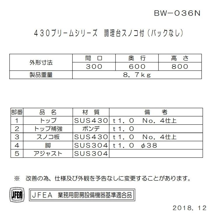 マルゼン(厨房機器) BW-036N マルゼン 業務用 ステンレス 作業 マルゼン(厨房機器) BW-036N マルゼン 業務用 ステンレス 作業
