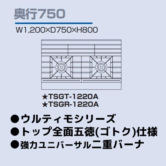 TSGT-1220A タニコー コンロ 2口テーブル 幅1200奥750高800 TSGT-1220A タニコー コンロ 2口テーブル 幅1200奥750高800