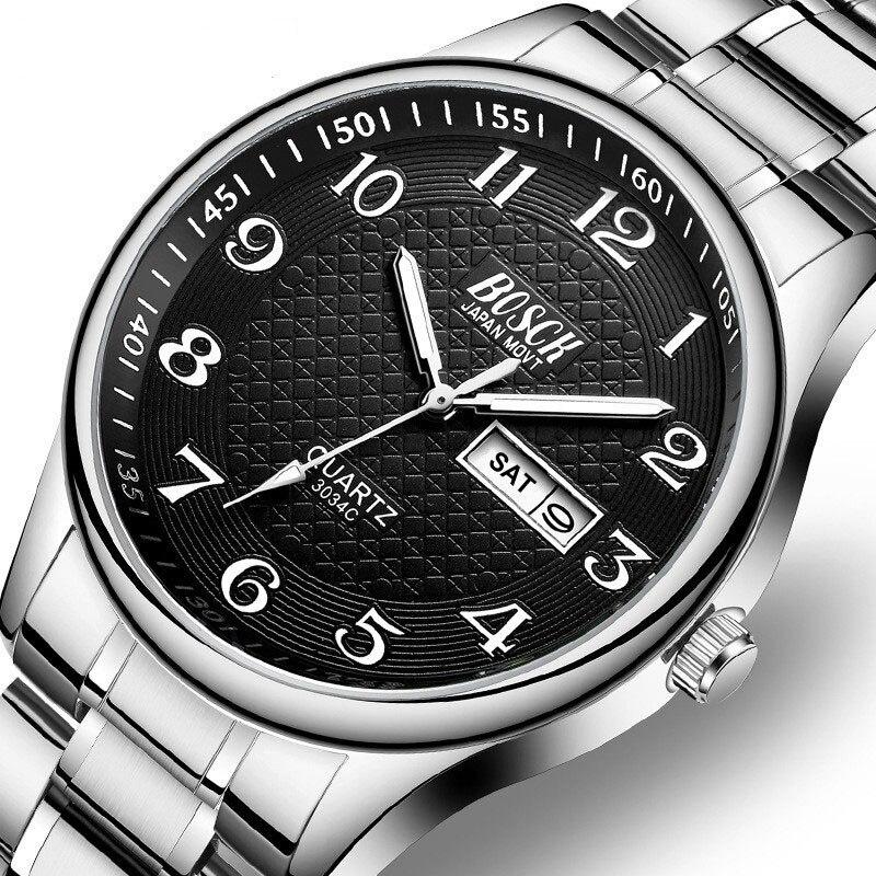 ウィークカレンダー高級メンズウォッチ 防水 ルミナスナンバー クラシックビジネスクォーツ腕時計 男性時計 クォーツ時計 腕時計 バリエーション レザーブラックお取り寄せ 04 12までに発送