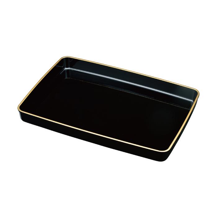 輪島塗 黑 金渕お盆 工芸品