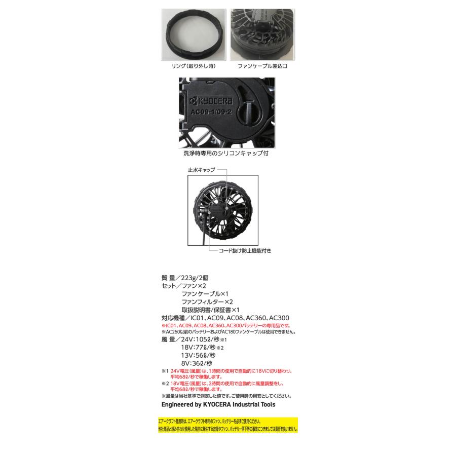 バートル AC09-2 64アーバンブラック エアークラフト ファンユニット ③ バートルエアークラフトAC09-2ファンユニット