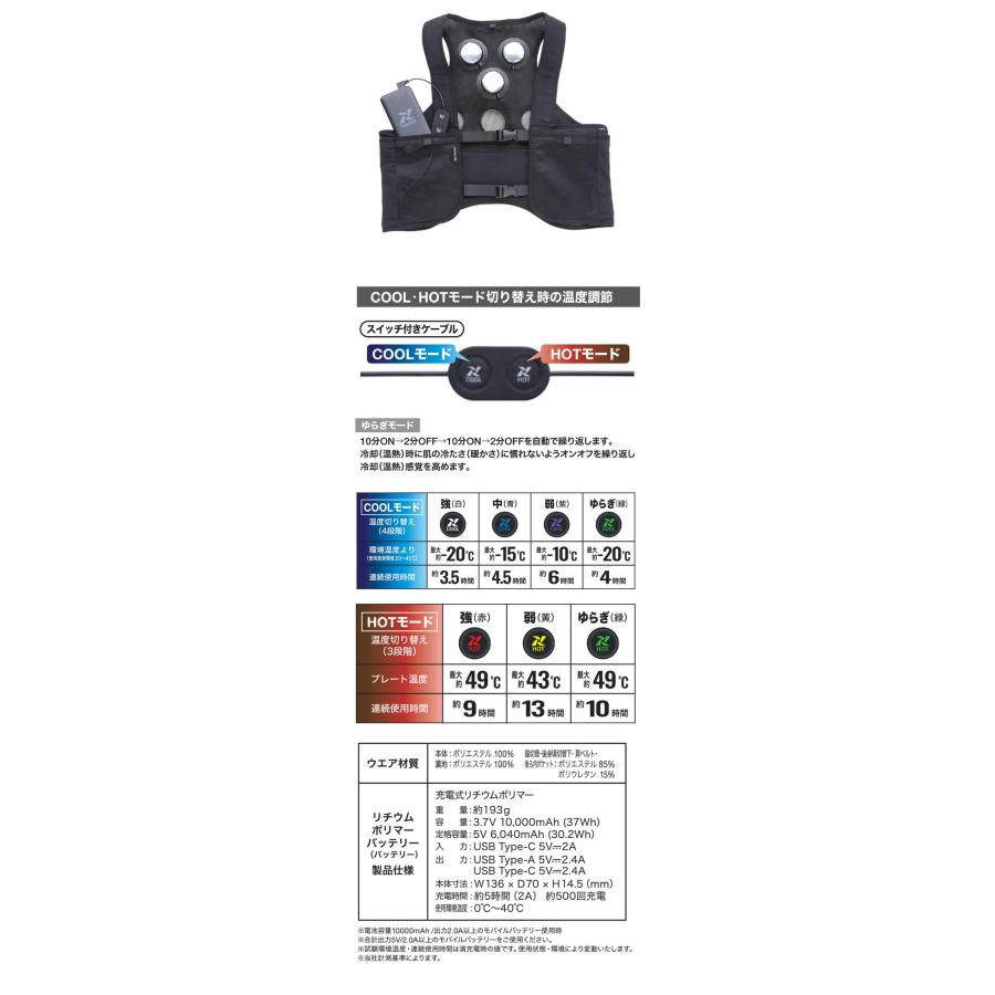 アイトス 冷温サイレント3個付きペルチェベストバッテリーセット