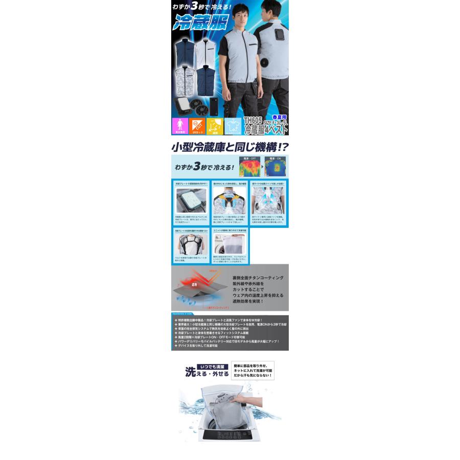 [即納]冷蔵服4 ベスト＋ペルチェ+ファン+バッテリセット TH605SET(TH9225) ビッグボーン bigborn  冷却ウェア 熱中症対策 2025年春夏新作 bigborn（ビッグボーン） 冷蔵服4 ベスト＋ペルチェ+ファン+バッテリ
