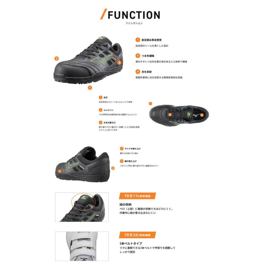 オールマイティ 安全靴 ミズノ mizuno TD II 22L F1GA2301 スニーカー