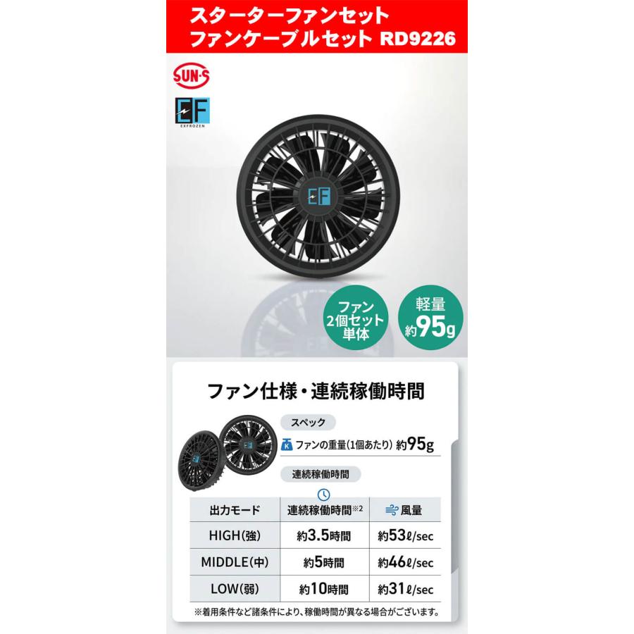 空調風神服 モバイルバッテリーファンフルセット RD9001S サンエス