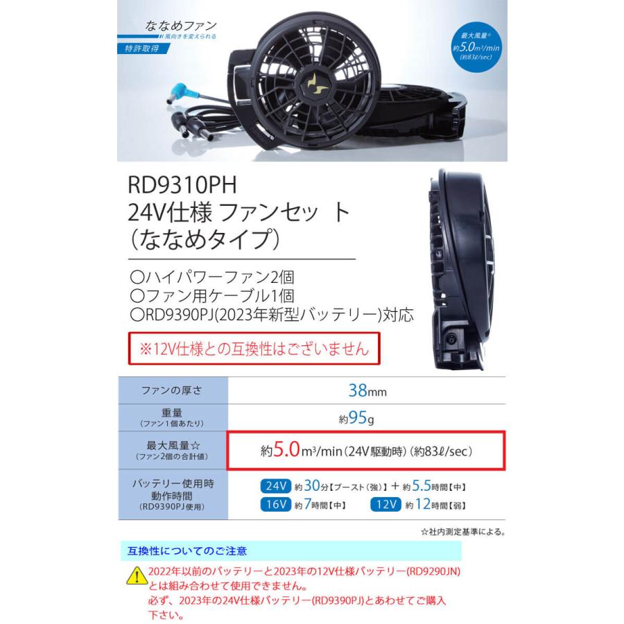 メーカー公式ショップ空調風神服 24V仕様ファンセット(ななめタイプ
