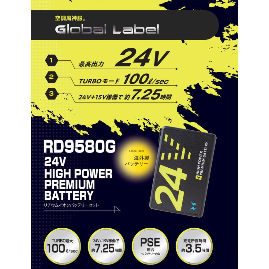 空調風神服 24Vバッテリーセット RD9580G グローバルレーベル サンエス