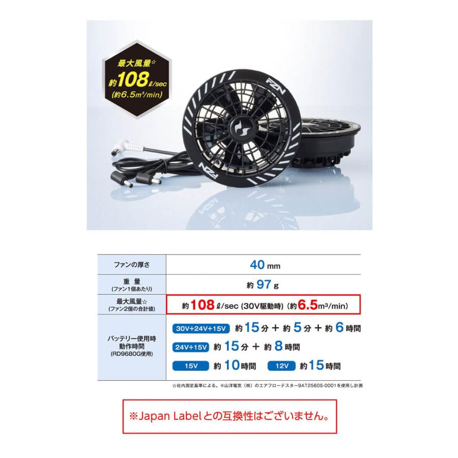 空調風神服 スピンロックファンセット+新型30Vバッテリーセット