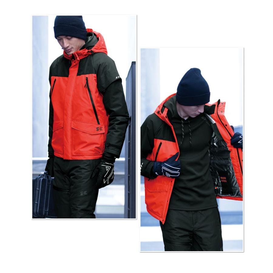 防寒服 シンメン S-HEAT ウォータープルーフジャケット＋電熱ヒーターセット 03170+SH-100 防寒服 シンメン S-HEAT ウォータープルーフジャケット＋電熱ヒーター