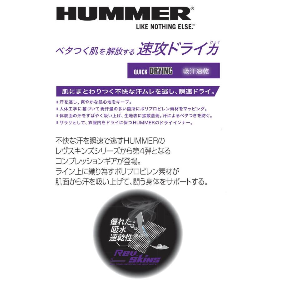 HUMMER ハマー 長袖コンプレッション 908015 インナー 作業着 作業服 春夏 吸汗速乾 UVカット｜michioshop｜02