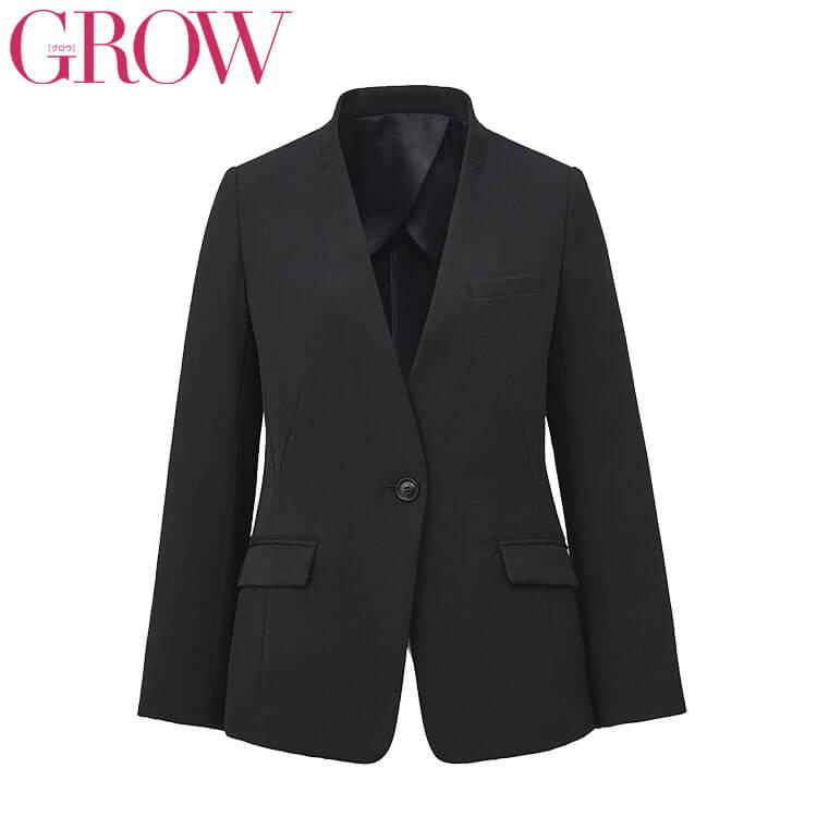 オフィス 事務服 制服 受付 SERVO サーヴォ GROW (グロウ) ノーカラージャケット GJAL-1964 エッセンシャル・ツイル 事務服 SERVO サーヴォ GROW グロウ ノーカラージャケット GJAL-1964