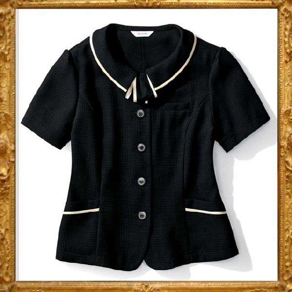 セロリー　事務服　半袖　ブラウス　オーバーブラウス　黒　リボン　11号２枚セット セロリー 事務服 半袖 ブラウス オーバーブラウス 黒 リボン 11