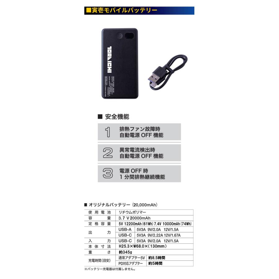寅壱 オリジナルモバイルバッテリー 20000mAh 0215-802 トライチ