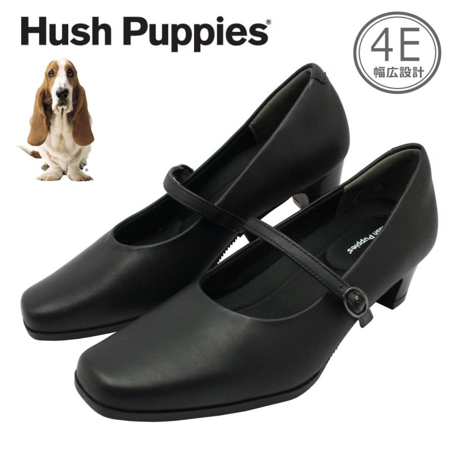Hush puppies ハッシュパピー レディース パンプス ベルト 幅広4E L511T 511 スクエアトゥ 本革 低反発ソール 婦人