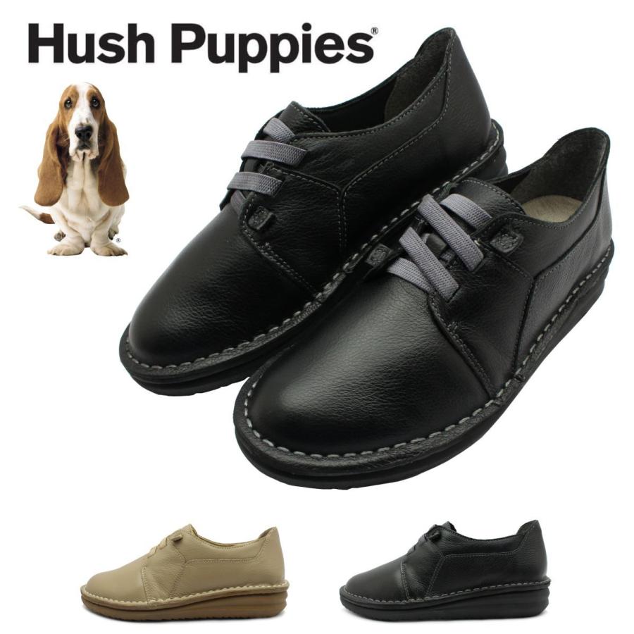 ハッシュパピー レディース カジュアルシューズ L6101T 本革 ゴム紐 幅広4E 軽量 スリッポン 婦人靴 コンフォート