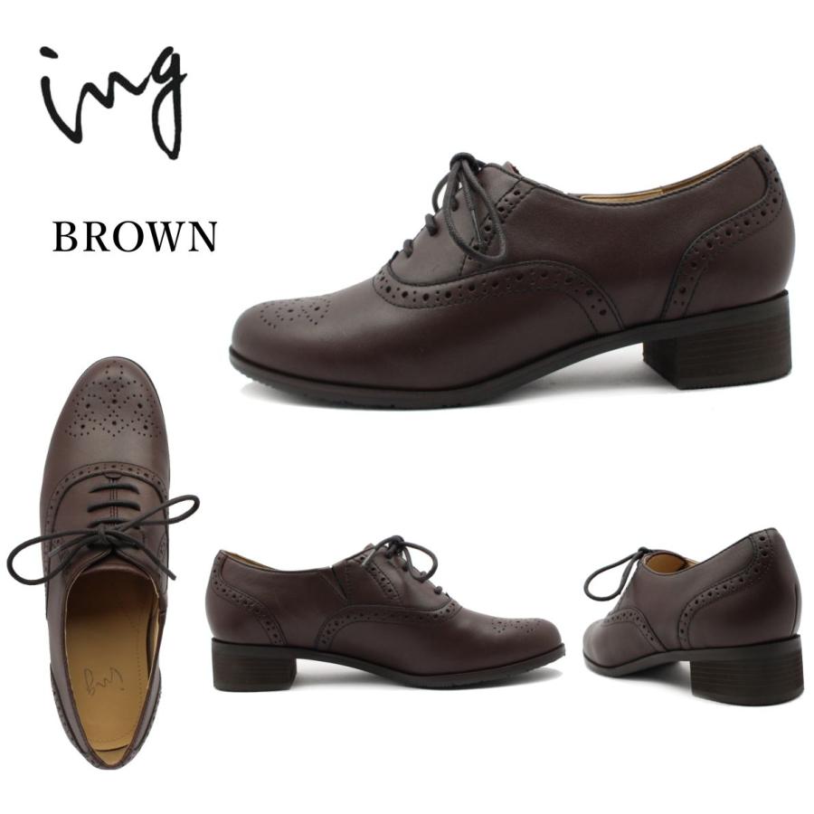 イング Ing レースアップシューズ マニッシュ メダリオン Iglf レディース 本革 靴 日本製 ブラック ブラウン Ing ミッキー靴店 通販 Yahoo ショッピング