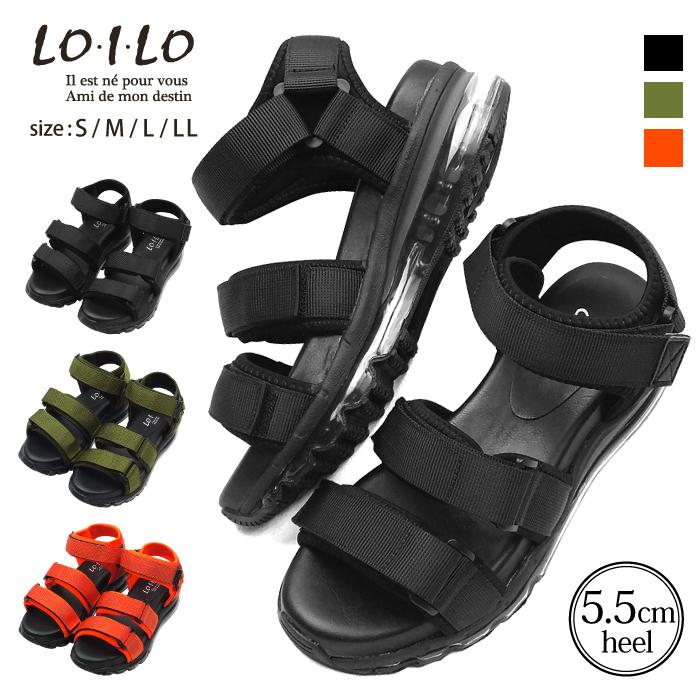 Lo I Lo スポーツサンダル レディース エアソール 厚底 ベルクロ マジックテープ ネックストラップ サンダル 靴 美脚 Loolo9322 ミッキー靴店 通販 Yahoo ショッピング