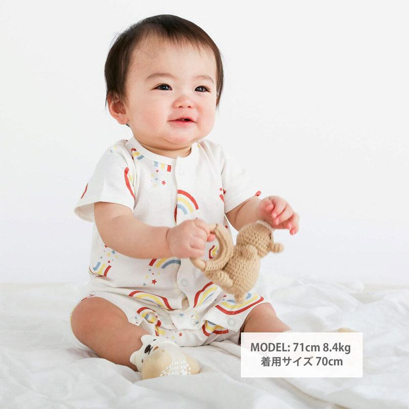 SLAP SLIP 子供服 総柄プリント ワッペン付 半袖ロンパース SLAP SLIP 子供服 総柄プリント ワッペン付 半袖ロンパース