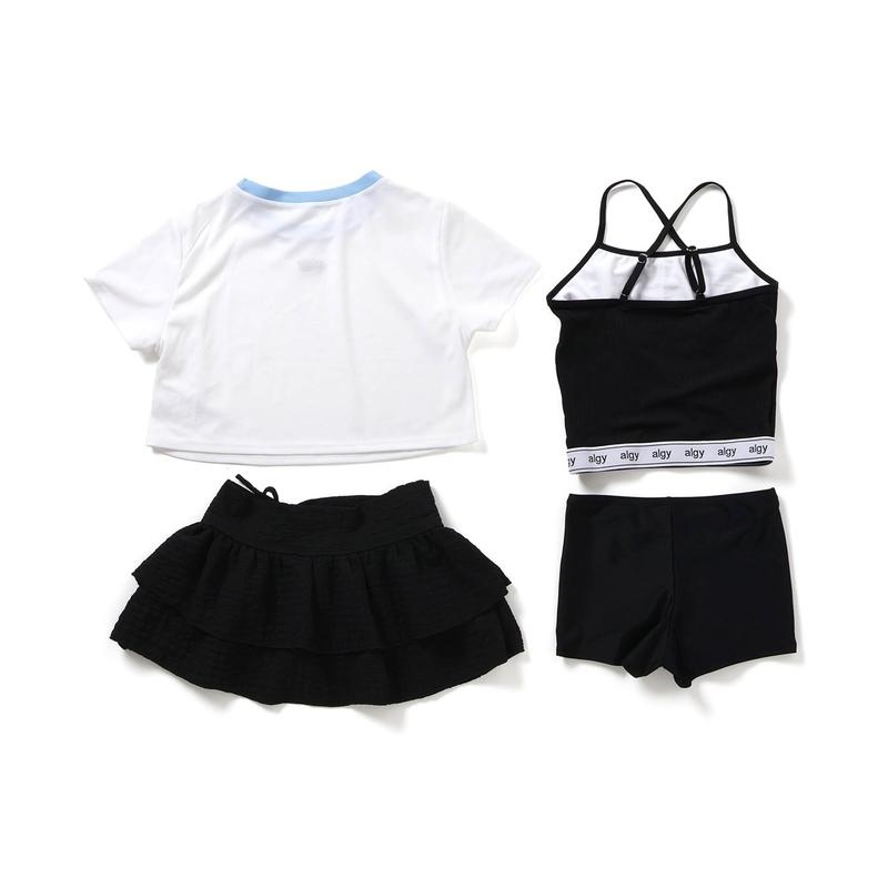 子供服 algy アルジー 無地リンガーT セット 4P 水着 キッズ 女の子 ジュニア スイム 水着 小学生 中学生 2026夏 爆買の画像